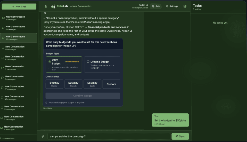 Growth system dashboard